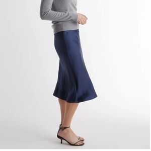 Quince washable navy silk skirt size small